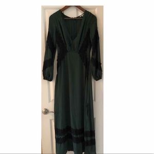 Forest Green V-Neck Maxi with Lace trimmings
